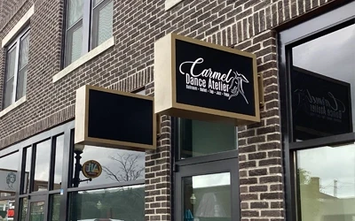 storefront awnings indianapolis carmel dance atelier exterior canopy signage